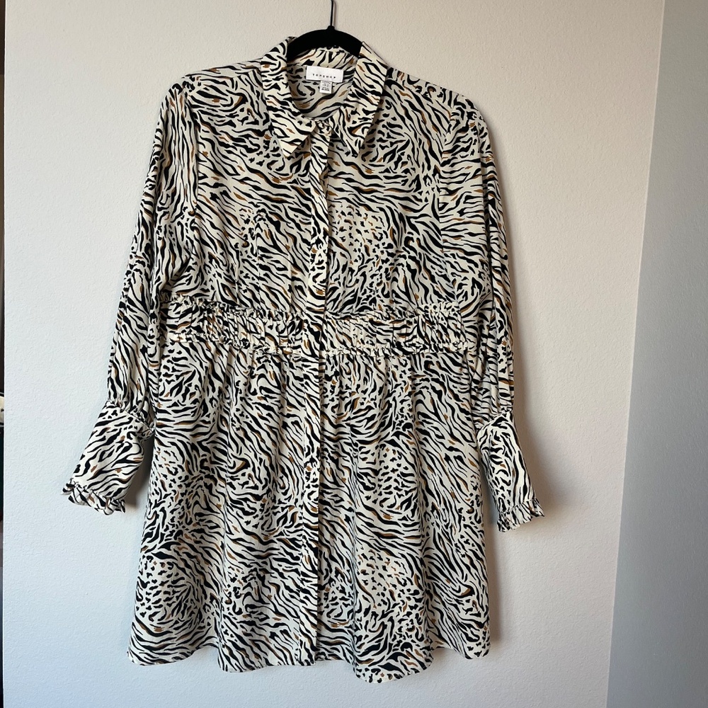 Topshop Ruffle Dress Costal Cowgirl Western Feminine Woman's Size 8